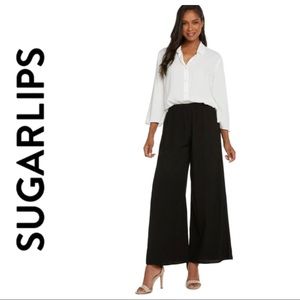 SUGARLIPS HIGH WAISTED WIDE LEG BLACK PANTS XS NWT